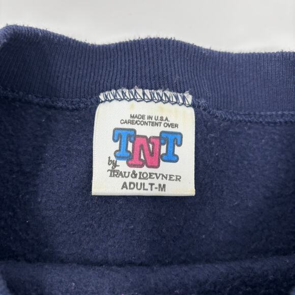 Vintage Trau & Loevner Medium Navy Blue Tazmanian Devil Pullover Graphic Sweater - Picture 2 of 6